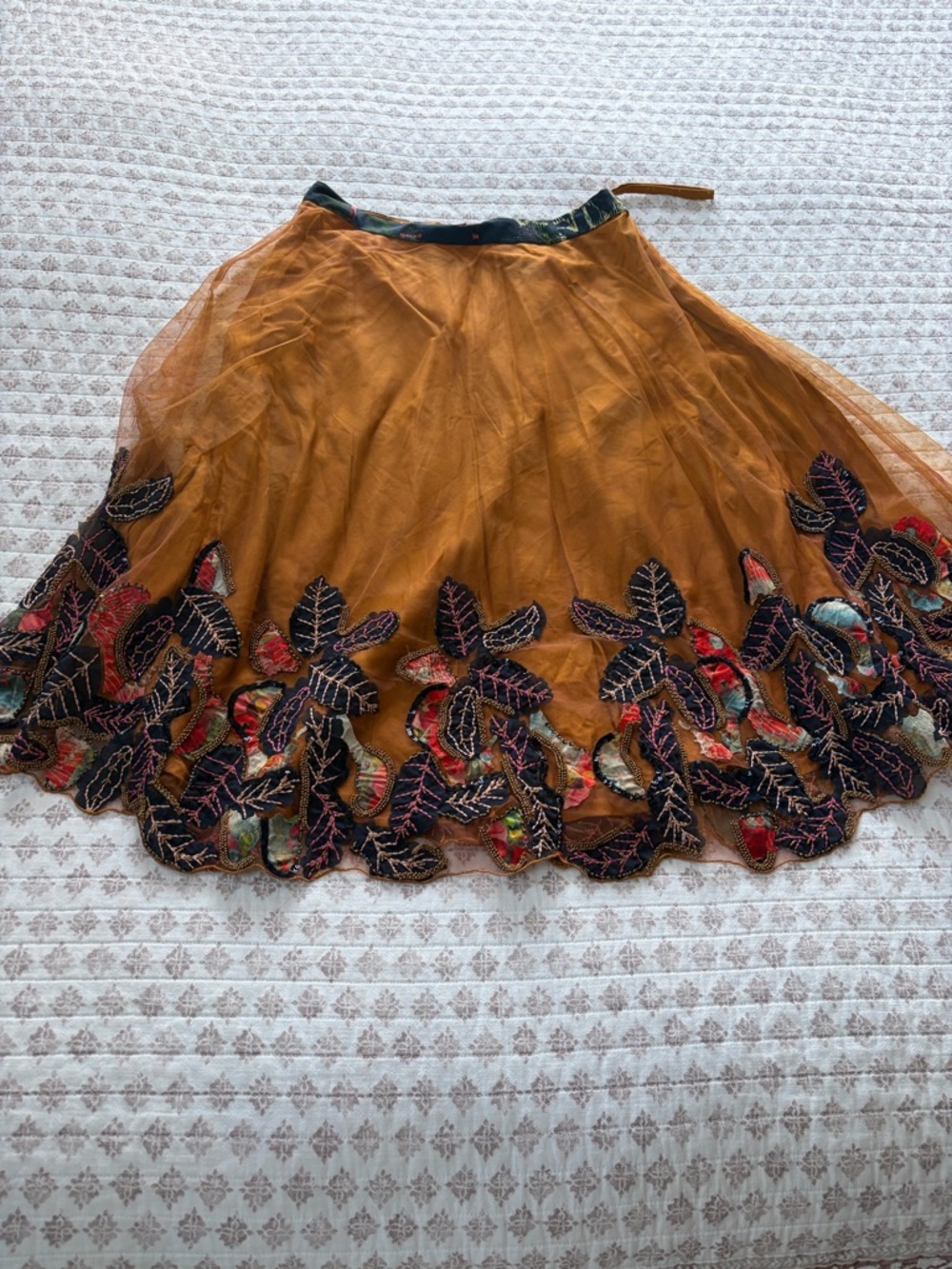 Anthropologie Embroidered Tulle Skirt